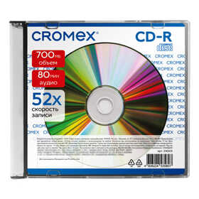 Диск CD-R CROMEX (КРОМЕКС), 700 Mb, 52x, Slim Case, 1 шт., 514305