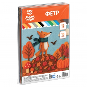 Фетр Мульти-Пульти, А4, 15л., 15цв., 2мм Фц15_66432