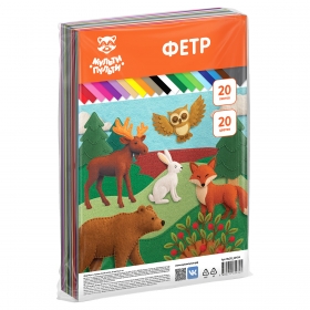 Фетр Мульти-Пульти, А4, 20л., 20цв., 1мм Фц20_66434