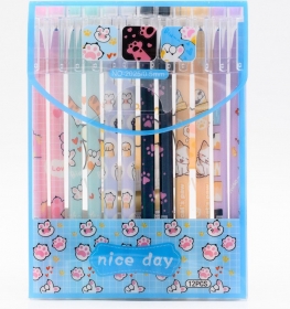 Ручка гелевая со стир. черн. CAT PAW, СИНЯЯ, игольч. пиш. узел 0.5мм, термочувств. черн, корпус пласт. цв., 6 диз. 2025