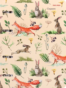 Тетрадь КЛЕТКА 120л. ЛЕСНОЙ ПАТТЕРН (120-6963) с перфорацией, интегр. обл.4+4 мат. лам.,холст 120-6963