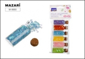 Набор конфетти декоративных №3, 6 цветов х 4 г, стеклянная колба / ОПП-упаковка M-9880 цена за 6 шт