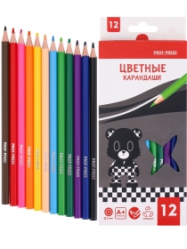 Карандаши цветн пластик 2М,набор гексаг. 12цв. BE BEAR (КЦ-9299), гриф.d=3,0mm, в к/к, кратно 12
