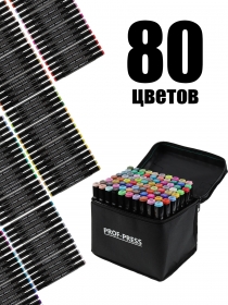 Маркеры  для скетчинга двуст COLORFUL TONES 80шт. (МП-4051) скош/пул након,блендер в компл,черн корп МП-4051