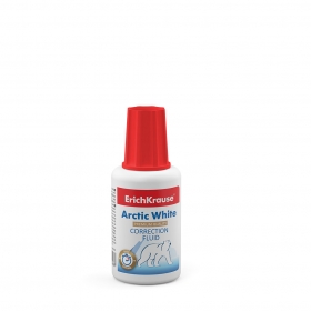 Корректирующая жидкость с кисточкой ErichKrause® Arctic white, 20г, основа растворитель, арт. 6