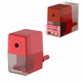 Точилка механическая ErichKrause® M-Cube с контейнером, цвет корпуса красный, 56033