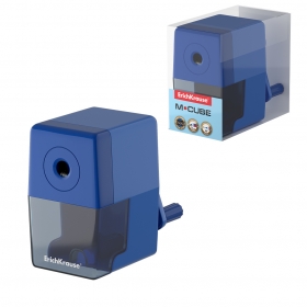 Точилка механическая ErichKrause® M-Cube с контейнером, цвет корпуса синий, 56032