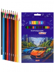 Карандаши цв пл.2М,набор,гекс.18цв. АВТО (КЦ-4704) гриф.d=2,8мм,в к/к,кр 24