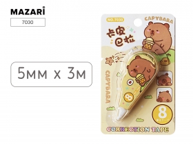 Корректирующая лента-роллер, 5мм x 3м, 3 диз.  корпуса в асс 7030