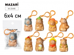 Брелок мягкий КАПИБАРА, 6*4 см, полиуретан, 8 дизайнов в ассортименте, ОПП-упаковка M-20416