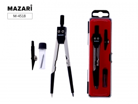 Готовальня, 3 предмета (циркуль 120 мм, грифель для циркуля в футляре, насадка на рейсфедер), пластиковая упаковка с подвесом M-4518