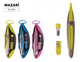 Готовальня, 3 предмета (циркуль 137 мм, грифели для циркуля в футляре, точилка), 3 цвета в ассортименте, пластиковая упаковка с подвесом M-4514