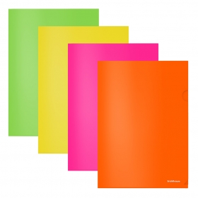 Папка-уголок пласт.ErichKrause® Glossy Neon, A4, полупрозрачная, асс. (в коробке-дисплее 120ш) 53315