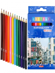 Карандаши цветн,набор,гексаг. 12цв. ГОРОДСКИЕ УЛОЧКИ (КЦ-4709) гриф.d=2,65мм,в к/к,кр12