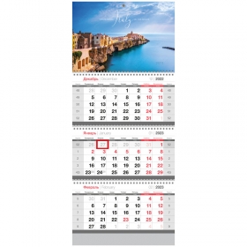 Календарь квартальный 3 бл. на 3 гр. OfficeSpace "Italy", с бегунком, 2023г. 338116