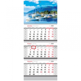 Календарь квартальный 3 бл. на 3 гр. OfficeSpace "Montenegro", с бегунком, 2023г. 338117