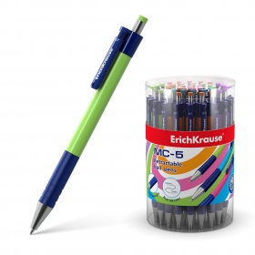 Ручка шариковая автоматическая ErichKrause® MC-5, цвет чернил синий (в тубусе по 50 шт.), 31067