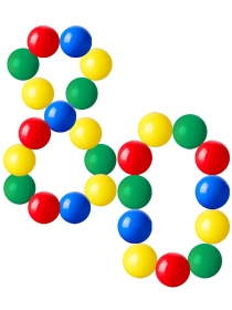 ШАРИКИ ПЛАСТИКОВЫЕ 80 шт. ЦВЕТНЫЕ, Ø70 мм (в пакете) ( Арт. И-8994)