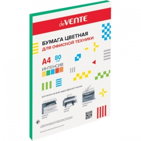 Бумага цветная для офисной техники "deVENTE" A4 50 л, 80 г/м², интенсив зеленый, в пластиковом пакете 2072245