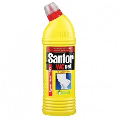Средство для уборки туалета 1 кг, SANFOR WC gel (Санфор гель) "Лимонный фреш", 601957