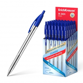 Ручка шариковая автоматическая ErichKrause® R-301 Classic Matic 1.0, цвет чернил синий 38509