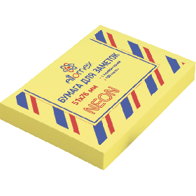 Клейкая бумага для заметок "Attomex" 51x76 мм, 100 листов, офсет 75 г/м², неоновая желтая 2010903