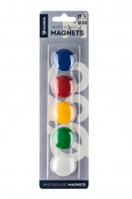 Набор магнитов 30 мм, 5 шт., цветные, блистер, МЦ30