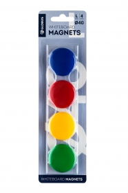 Набор магнитов 40 мм, 4 шт., цветные, блистер, МЦ40
