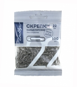 Скрепки L22 мм, 100 шт. в пакете с европодвесом. Флоу-пак. Глобус, С22-100 Пл
