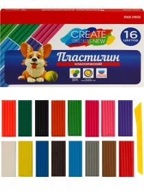 Пластилин классический, 16 цветов (ПЛ-0126), 320г.