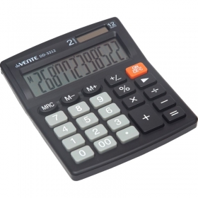 Калькулятор настольный "deVENTE" DD-3312, 105x127x25 мм, 12 разр, авт выч %, функция смены знака, корр последнего введ знач, кнопка «00», работа с памятью, двойное пит, авт откл, черный 4031322