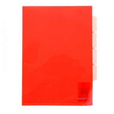 Папка-уголок A4 с 3-мя отделениями прозрачная красная 0.18 мм "Proff" CH410-TF-01