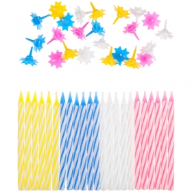 Свечи для торта с держателями MESHU "Мини", 2-х цветные, 5,5см, 24шт., блистер MS_32371