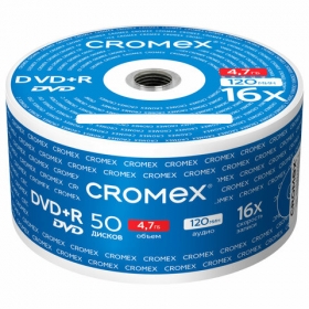 Диски DVD+R (плюс) CROMEX, 4,7 Gb, 16x, КОМПЛЕКТ 50 шт., 513774
