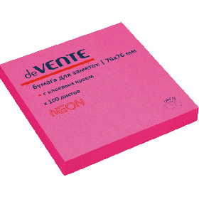 Клейкая бумага для заметок "deVENTE" 76x76 мм, 100 л., офсет 75 г/м², неоновая малиновая 2010331