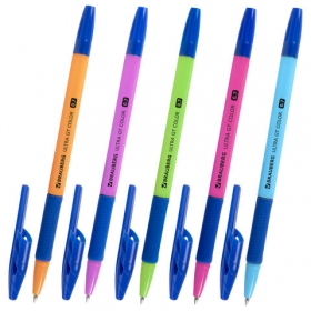 Ручка шариковая с грипом BRAUBERG "ULTRA GT COLOR", СИНЯЯ, корпус ассорти, линия 0,35 мм, 144055 144055
