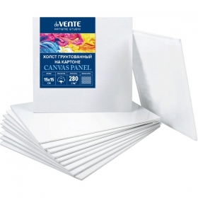 Холст на картоне 15x15 см грунтованный "deVENTE. ART" 100% хлопок 280 г/м², мелкое зерно, цв белый, термоусадочная пленка 8150300