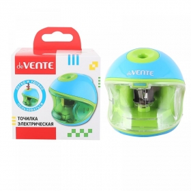 Точилка для карандашей электр "deVENTE. Сфера" 8,4x8,4x10,9 см, 1 отв, с контейн, пластмасс, голубая 4071200