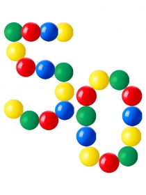 ШАРИКИ ПЛАСТИКОВЫЕ 50 шт. ЦВЕТНЫЕ, Ø70 мм (в сетке) ( Арт. И-8993)