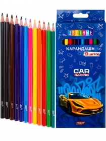 Карандаши цв пл.2М,набор,гекс.12цв. СУПЕРКАР (КЦ-2620) гриф.d=2,8мм,в к/к, кр 24