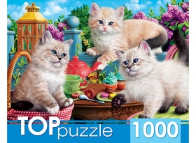 TOPpuzzle. ПАЗЛЫ 1000 элементов. ХТП1000-2157 Котята и чаепитие