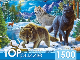 TOPpuzzle. ПАЗЛЫ 1500 элементов. ХТП1500-1587 Волки в ночном лесу