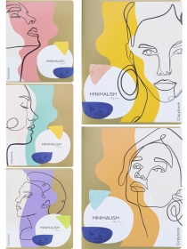 Тетрадь КЛЕТКА 48л. МИНИМАЛИСТИЧНЫЕ ПОРТРЕТЫ (48-3284)цв.мел обл,5 диз в сп,золото 5+0