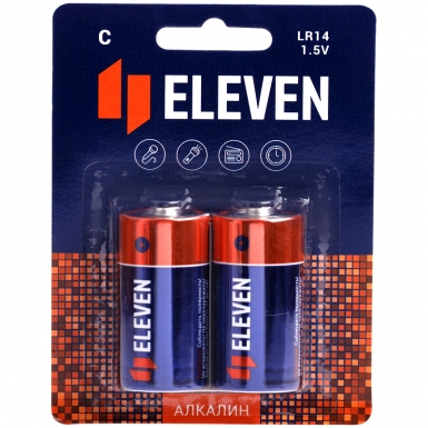 Батарейка Eleven C (LR14) алкалиновая, 2 шт в упаковке, BC2 301750
