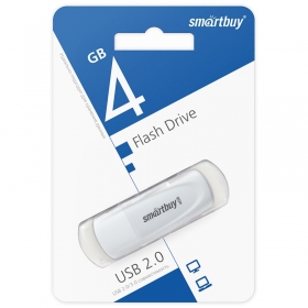 Память Smart Buy "Scout"  4GB, USB 2.0 Flash Drive, белый SB004GB2SCW