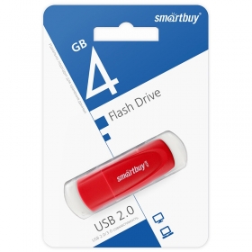 Память Smart Buy "Scout"  4GB, USB 2.0 Flash Drive, красный SB004GB2SCR