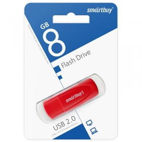 Память Smart Buy "Scout"  8GB, USB 2.0 Flash Drive, красный SB008GB2SCR