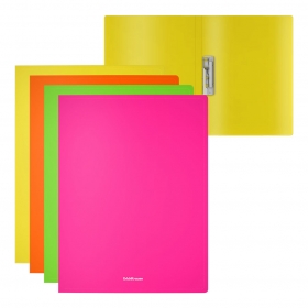 Папка с боковым зажимом пласт ErichKrause® Matt Neon, A4, ассорти (в пакете по 4 шт.) 50138