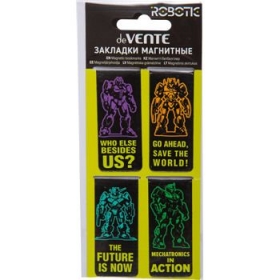 Набор закладок для книг "deVENTE. Robotic" магнитных бумажных, 4 шт в блистерной упаковке, размеры закладок в сложенном виде 25x56,6 мм 8065505