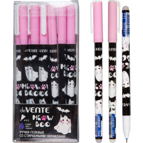 Ручка гелевая стираемая "deVENTE. Ghost Meow" d=0,5 мм, 2 диз корпуса асс, с ластиком, сменный стержень, индивидуальная маркировка, синяя 5051518